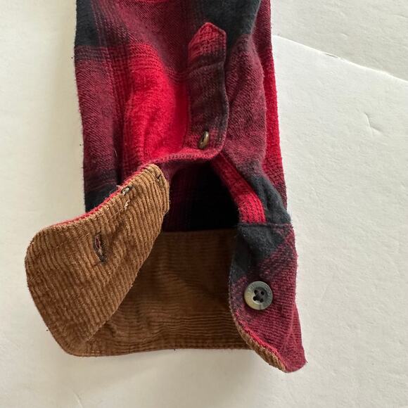 Gioberti Flannel Shirt Buffalo Check Contrasting Corduroy Red Black XXL Workwear - Picture 6 of 11